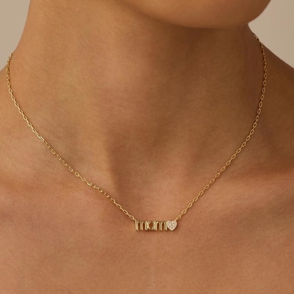 NEW 14K Gold Plated Gold 'Mama' Necklace with Heart Pendant